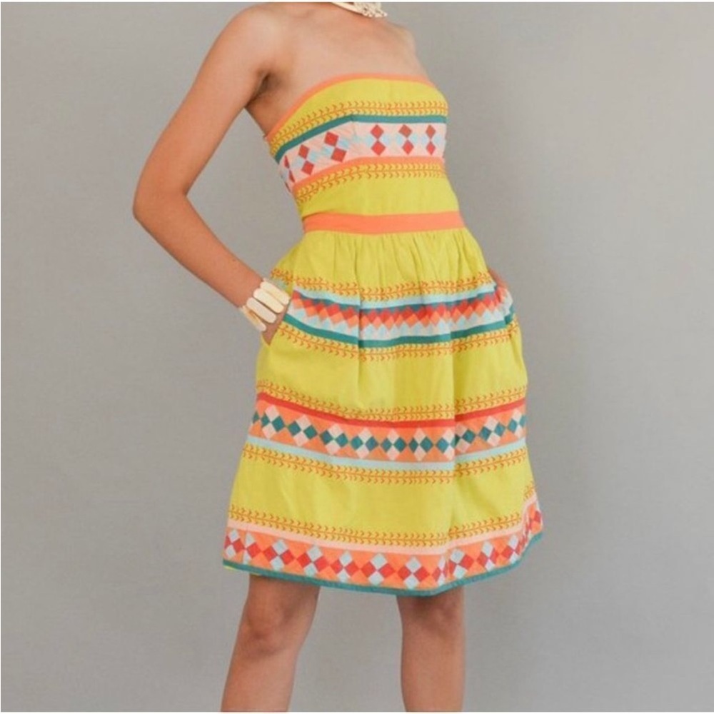 Leifsdottir Strapless Yellow Sundress From Anthropologie 👗